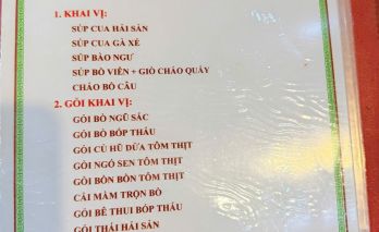 THỰC ĐƠN TIỆC CƯỚI HỎI, LIÊN HOAN, SINH NHẬT