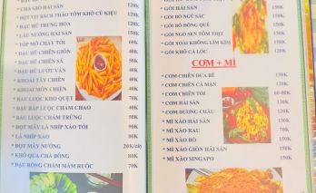 MENU MÓN AN BÊ THUI HOÀNG ANH